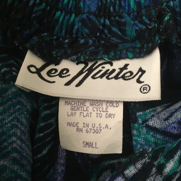 Vintage Lee Winter tropical flowy summer shorts, dark blue (Women's size XS - S) - Picture 7 of 13